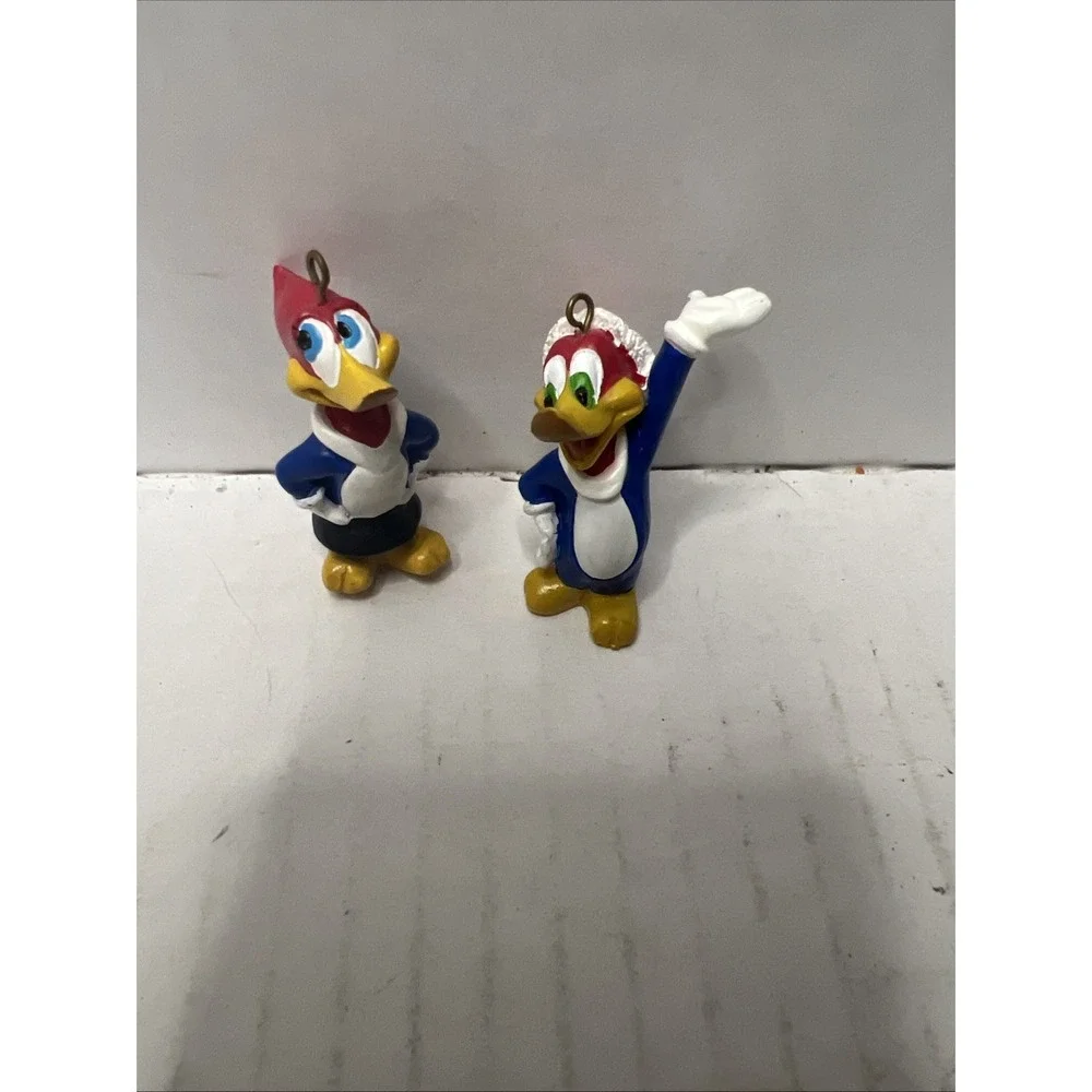 Vintage Woody Woodpecker 2 Miniature PVC Ornaments 1.5